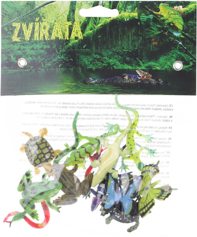 Zvířata z pralesa 4cm plastové figurky zvířátka divoká set 12ks v sáčku