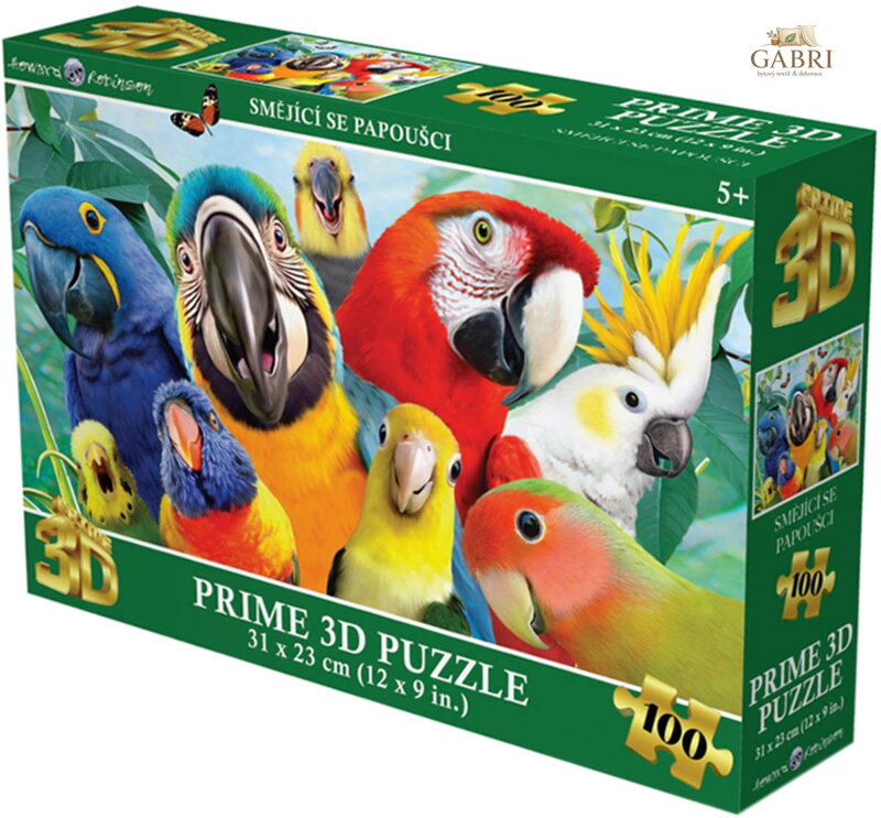 PUZZLE 3D Smějící se papoušci 31x23cm 100 dílků skládačka v krabici