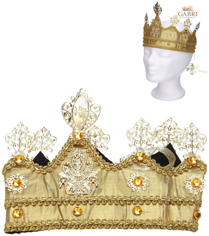 KARNEVAL Zlatá koruna textil/plast *KARNEVALOVÝ DOPLNĚK*