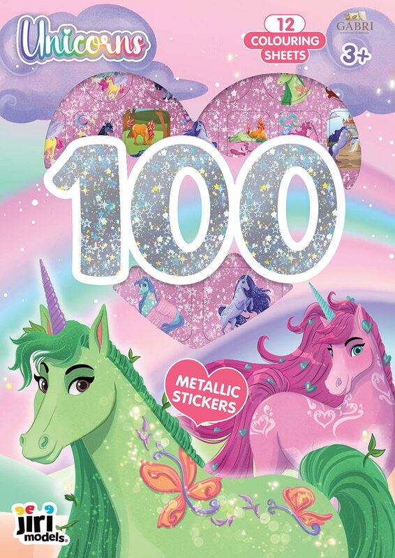 JIRI MODELS 100 samolepek + metalické omalovánky Jednorožci