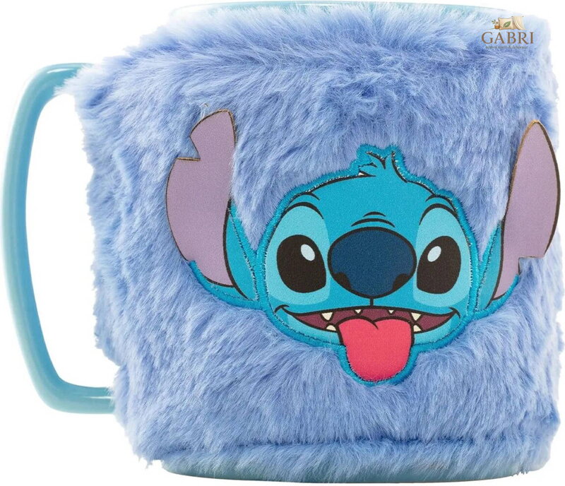 Keramický dětský hrnek 440ml s plyšovým návlekem Lilo & Stitch