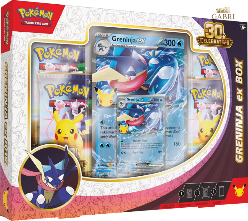 Pokémon TCG: 30th Celebration Greninja Ex Box set 4x booster s doplňky