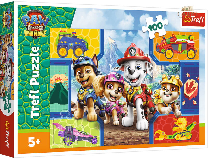 TREFL PUZZLE Štěňata a dinosauři Tlapková Patrola 41x28cm 100 dílků skládačka