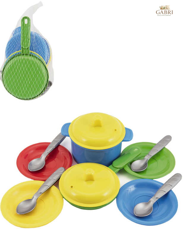 Baby sada dětské nádobí barevné 12ks malý kuchař plast v síťce