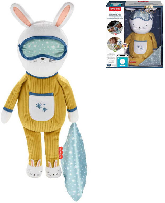 FISHER PRICE Baby zajíček textilní usínáček na spinkání na baterie Světlo Zvuk