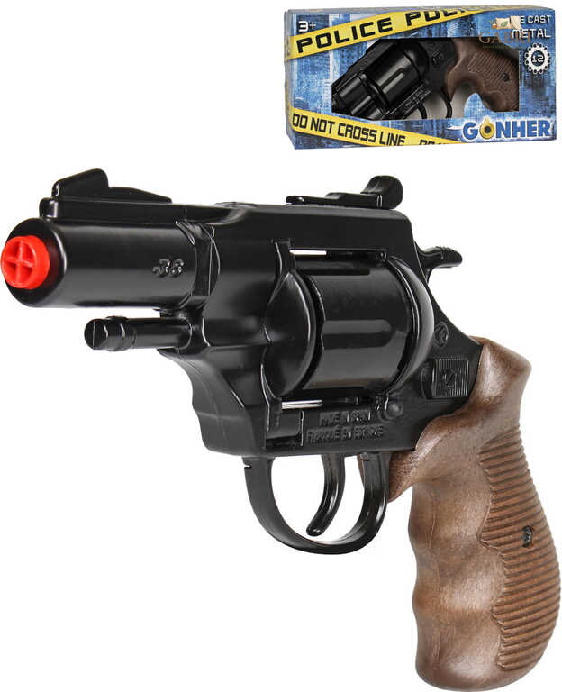Dětská policejní kapslovka revolver Gold collection černý kovový 12 ran na kapsle
