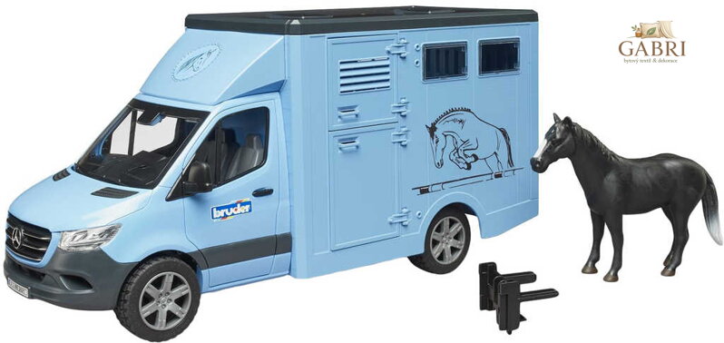 BRUDER 02674 Auto Mercedes Benz Sprinter přeprava zvířat se s koněm