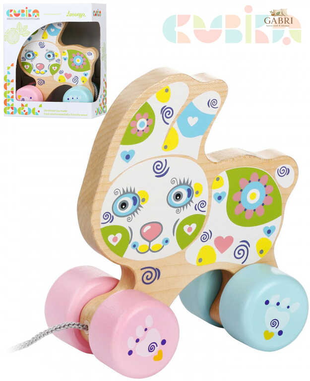 CUBIKA DŘEVO Baby Králík tahací na kolečkách *DŘEVĚNÉ HRAČKY*