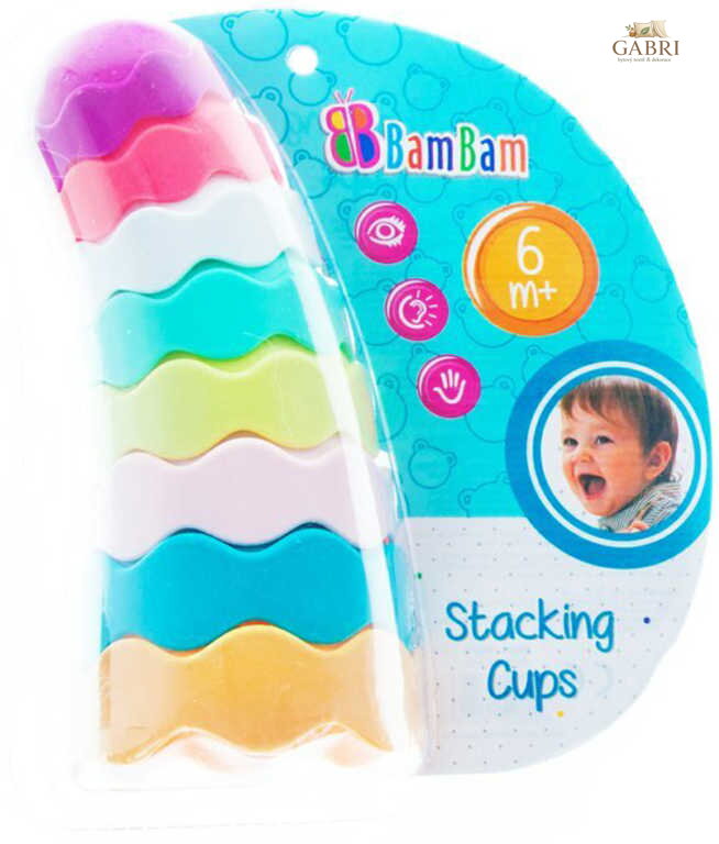 BAM BAM Baby kelímky barevné stohovací set 8ks pro miminko