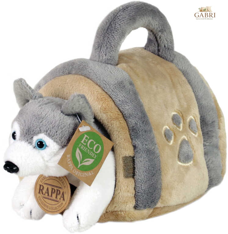 PLYŠ Pes Husky 13cm set s přepravkou Eco-Friendly *PLYŠOVÉ HRAČKY*