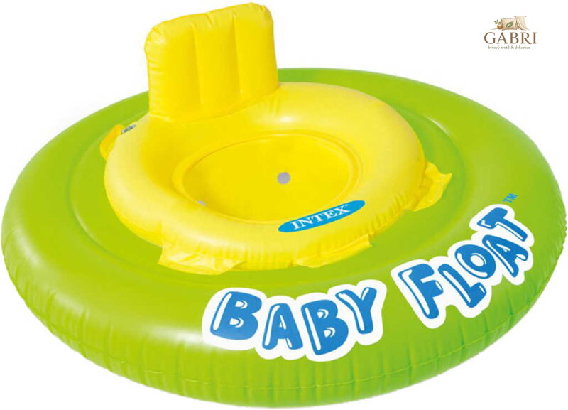 INTEX Baby float nafukovací kruh s otvory na nohy 76cm s křížem žlutozelený