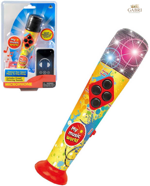 Mikrofon dětský s melodiemi 20cm na baterie LED Světlo Zvuk plast