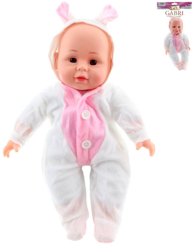 Panenka miminko 30cm růžovo-bílý obleček na baterie Zvuk