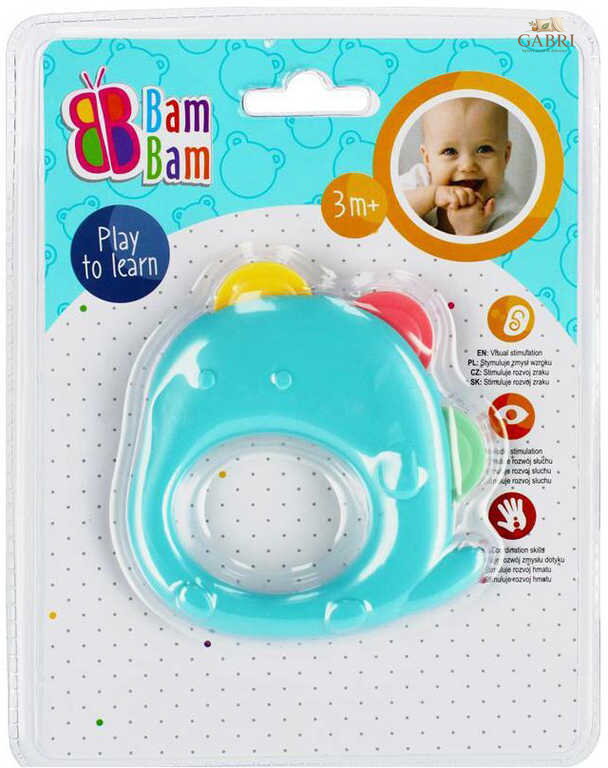 BAM BAM Baby chrastítko a kousátko Slon plast pro miminko