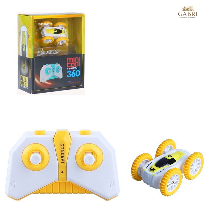 RC Auto kaskadérské na vysílačku 2,4GHz přetáčení o 360° žluté na baterie