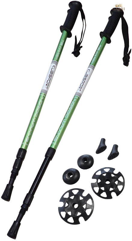 KUBISPORT Trekingové hole set 1 pár s příslušenstvím zelené
