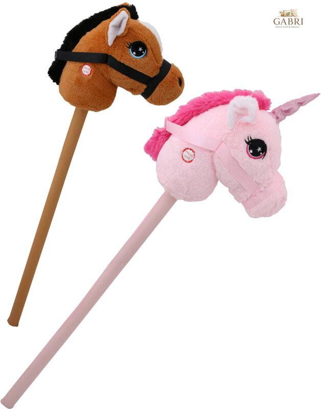 PLYŠ Zvířátko na tyči Hobby Horse kůň / jednorožec na baterie Zvuk 2 druhy