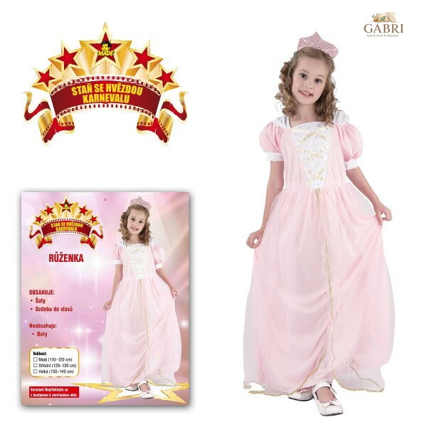 KARNEVAL Šaty PRINCEZNA RŮŽENKA vel. M (120-130 cm) 5-9 let KOSTÝM