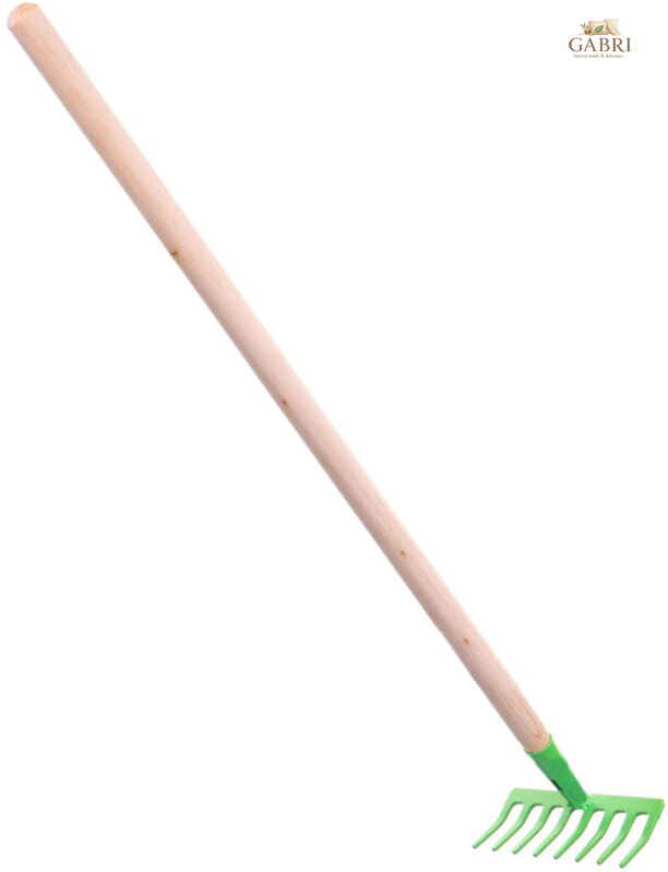 DŘEVO Hrábě dětské nářadí zelené s násadou 80cm kov *DŘEVĚNÉ HRAČKY*