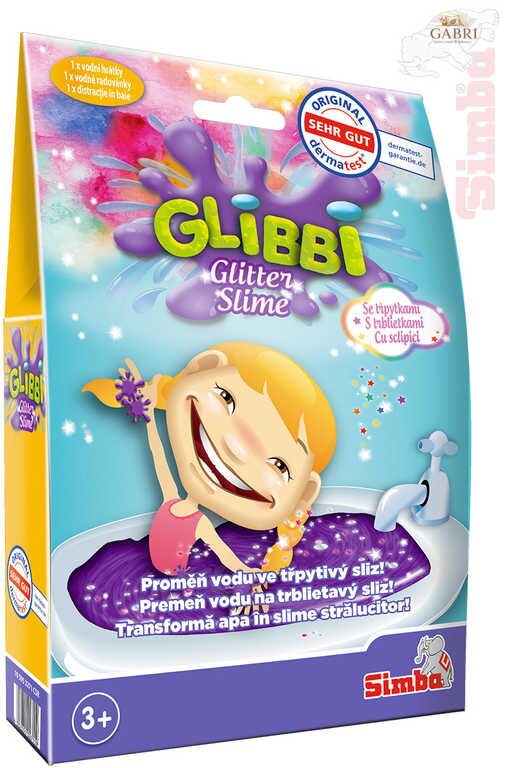 SIMBA Glibbi prášek fialový třpytivý 150g na výrobu slizu do vany v sáčku