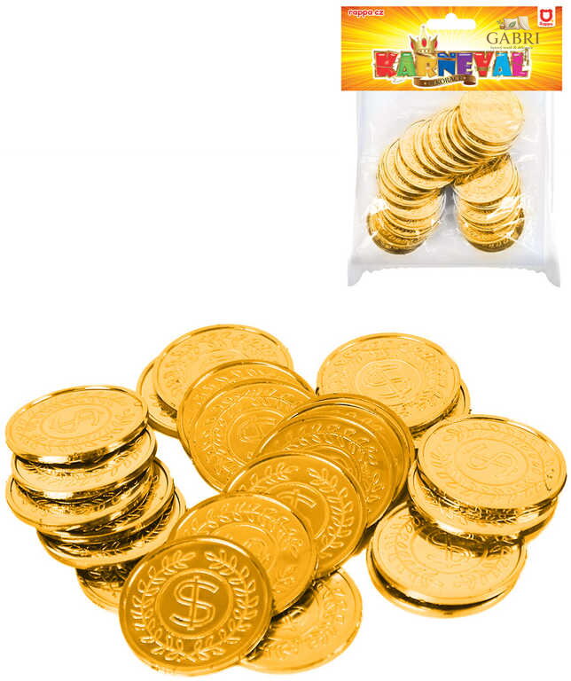 KARNEVAL Zlaté mince zlaťáky set 24ks v sáčku *KARNEVALOVÝ DOPLNĚK*