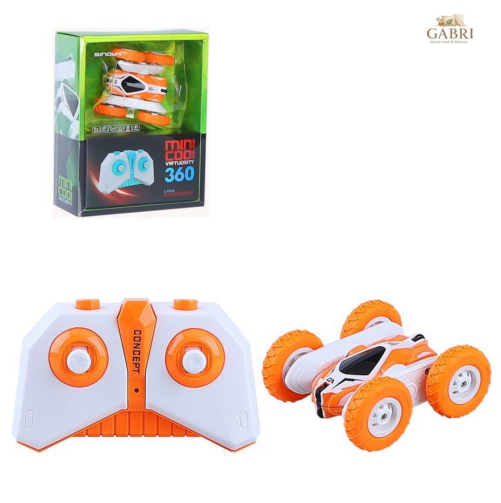 RC Auto kaskadérské na vysílačku 2,4GHz přetáčení o 360° oranžové na baterie