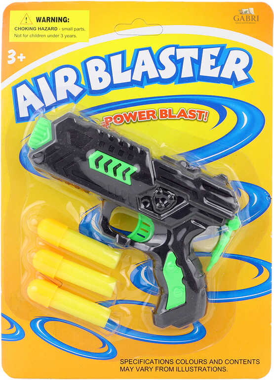 Pistolka dětská černo-zelená 12cm + 3 soft pěnové náboje