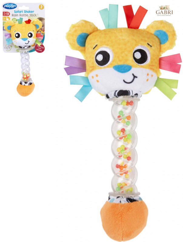 PLAYGRO Baby chrastítko lvíček chrastící s korálky pro miminko