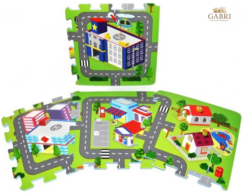Měkké bloky Město 9ks pěnový koberec baby puzzle podložka na zem