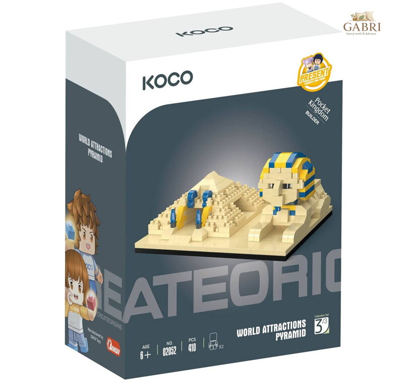 KOCO Stavebnice mini Pyramida se sfingou 410 dílků + 2 figurky plast