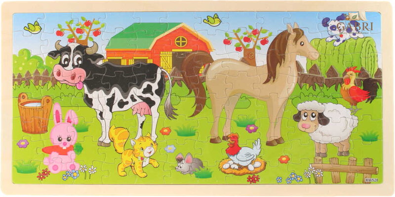 DŘEVO Puzzle deskové skládačka farma 96 dílků *DŘEVĚNÉ HRAČKY*