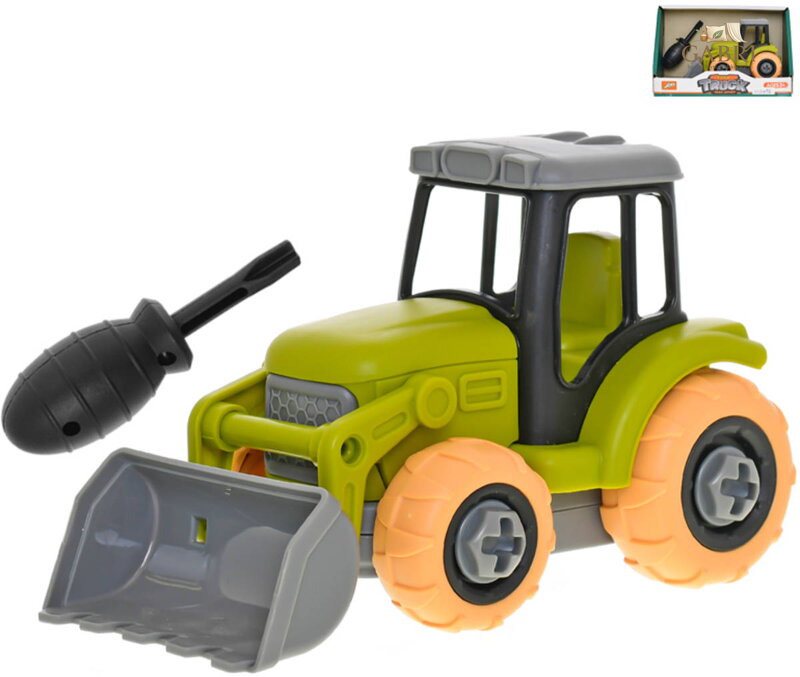 Traktor montážní šroubovací set s nástrojem volný chod plast v krabici