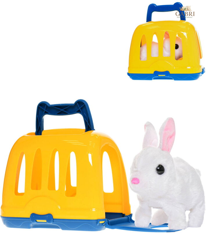 PLYŠ Králíček hopsající 17cm set s přepravkou na baterie Zvuk *PLYŠOVÉ HRAČKY*