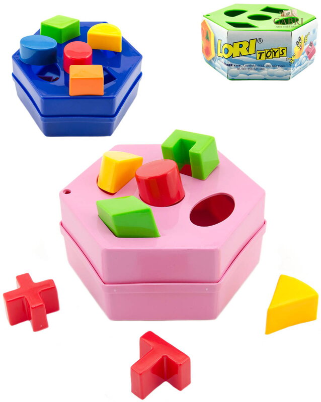 LORI 228 Vkládačka baby šestihranná 9 vkládacích tvarů 4 barvy plast