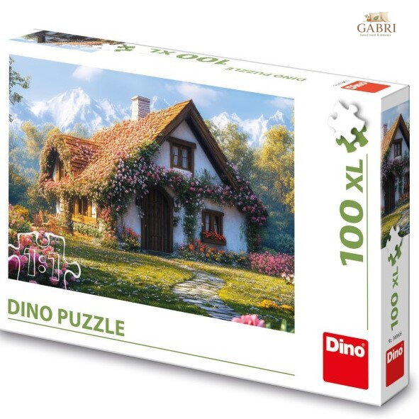 DINO Puzzle 100 dílků XL Chata v údolí 47x33cm skládačka v krabici