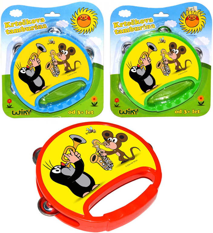 KRTEK (Krteček) Tamburina 18cm 3 barvy na kartě *HUDEBNÍ NÁSTROJE*