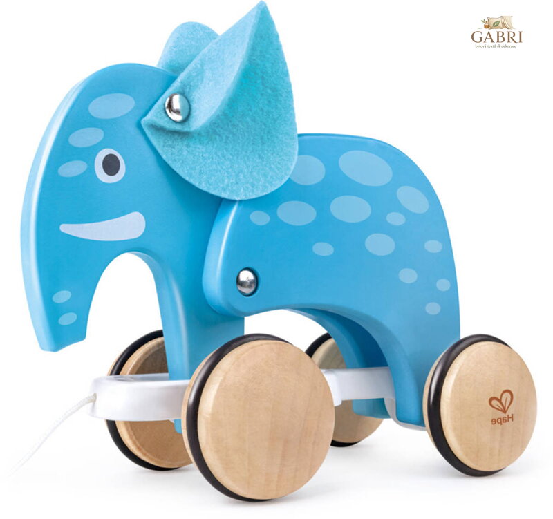 HAPE DŘEVO Sloník baby tahací na kolečkách *DŘEVĚNÉ HRAČKY*