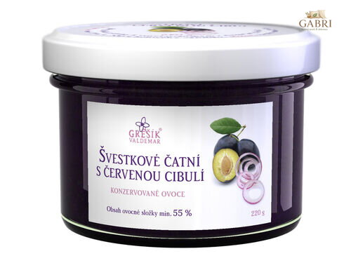 Čatní Švestkové s červenou cibulí 220 g GREŠÍK
