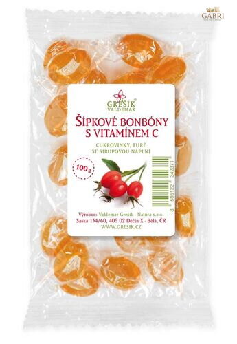 Šípkové bonbóny s vitamínem C 100 g GREŠÍK