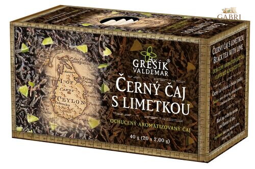 Černý čaj s limetkou 20 n.s. přebal GREŠÍK Černý čaj