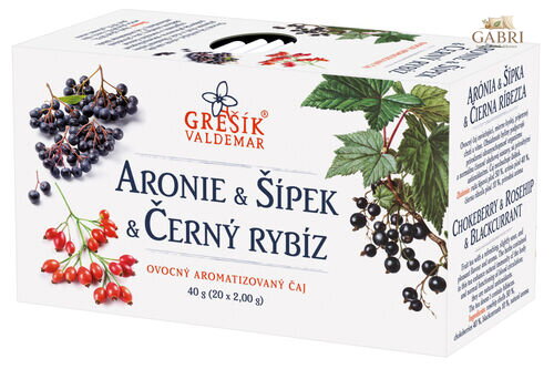 Aronie & Šípek & Černý rybíz 20 n.s. přebal GREŠÍK Ovocný čaj