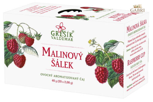 Malinový šálek 20 n.s. přebal GREŠÍK Ovocný čaj