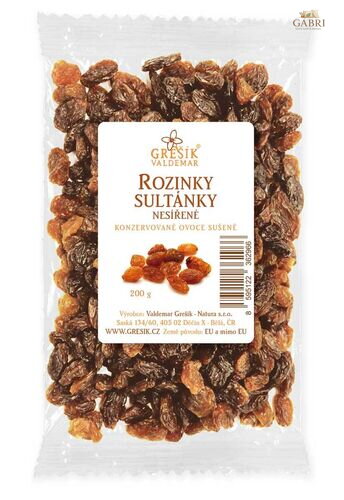 Rozinky Sultánky nesířené 200 g GREŠÍK Sušené ovoce - J