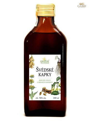 ŠVÉDSKÉ KAPKY 200 ml GREŠÍK-Z-38% líh
