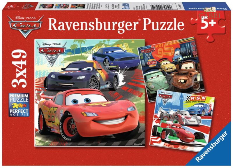 RAVENSBURGER Puzzle Auta: Zábavné závodění 3x49 dílků
