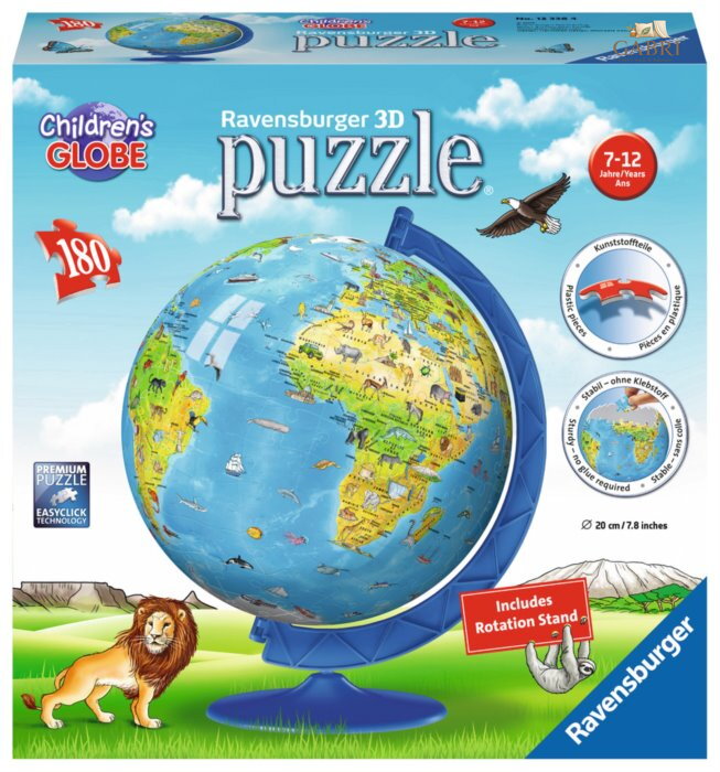 RAVENSBURGER 3D Puzzleball Dětský globus se zvířátky (anglický) 180 dílků