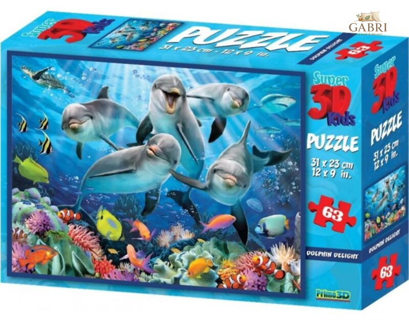 PRIME 3D Puzzle Delfíní radost 3D 63 dílků