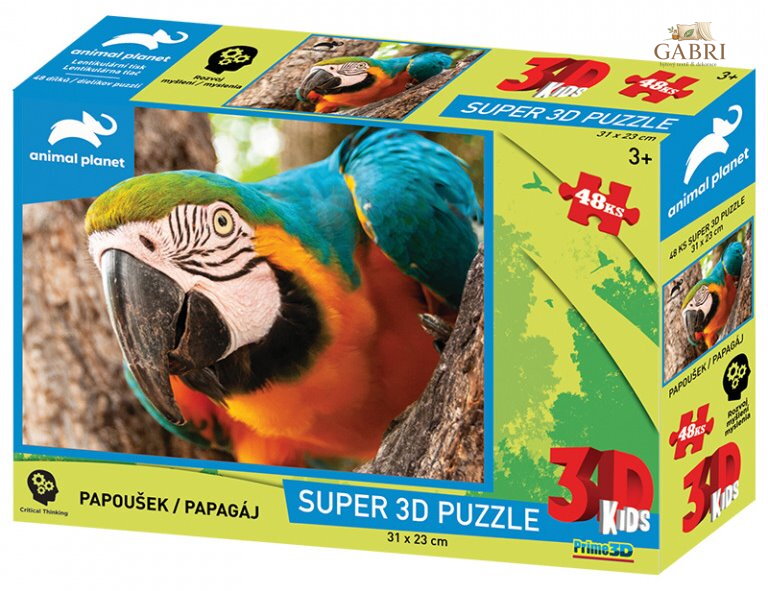 PRIME 3D Puzzle Papoušek 3D 48 dílků