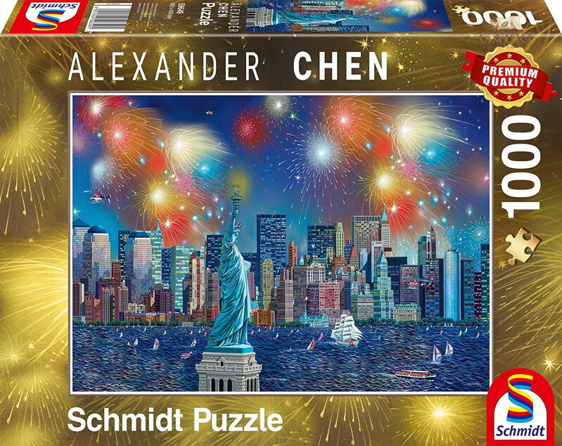 SCHMIDT Puzzle Socha Svobody s ohňostrojem 1000 dílků