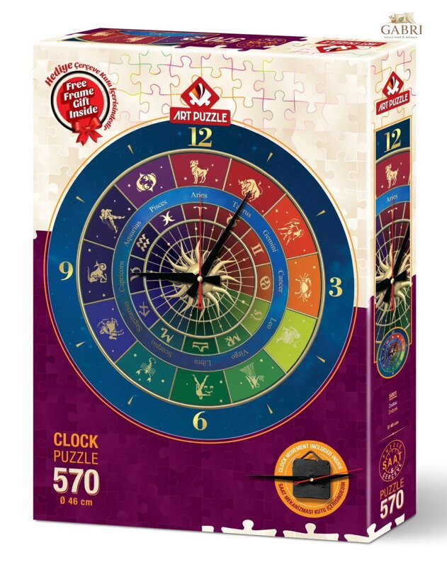 ART PUZZLE Puzzle hodiny Zvěrokruh 570 dílků (včetně rámu)